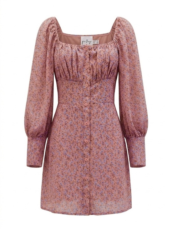 Princess Polly Dresses & Skirts - Princess Polly Pink Floral Mini Dress - Square Neck Buttons Cottagecore - US 6